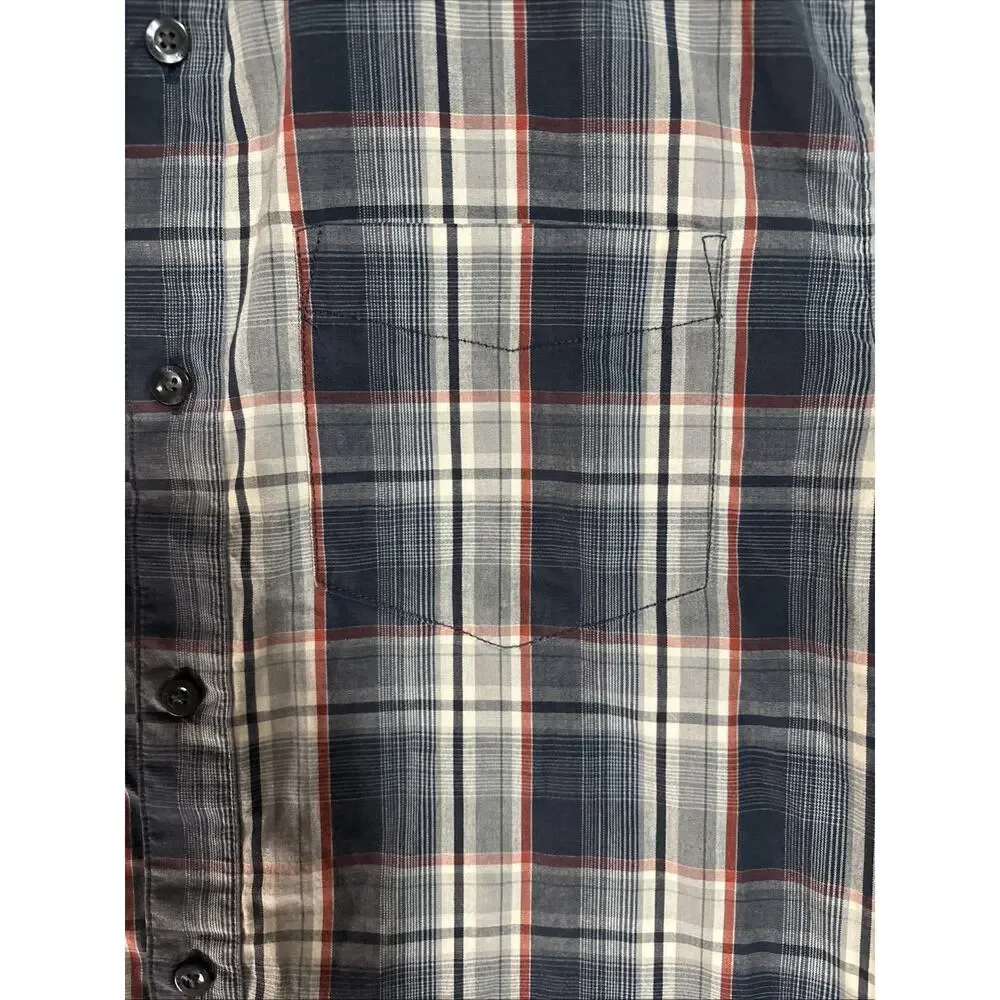 The North Face Men's L Plaid Woven Short Sleeve Button-Up Shirt Pocket